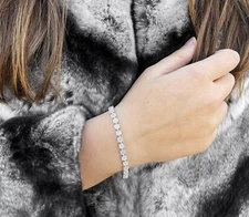 8.00Ct Round Cut Lab Created Diamond Charm Tennis Bracelet 14k White Gold Finish