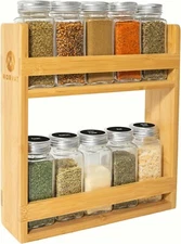 Morvat Premium Bamboo Wooden Spice Jar Organizer Rack