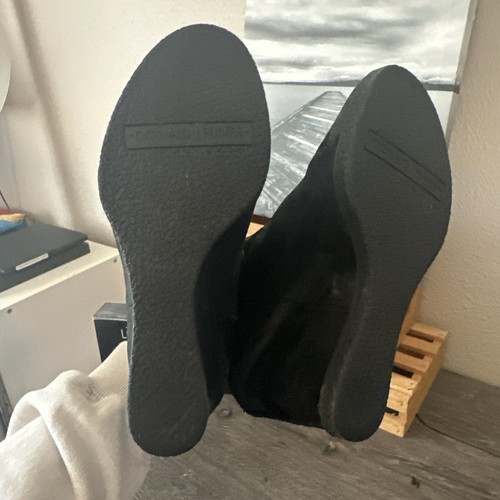Donald Pliner Dillon Black Distressed Patches Leather Hidden Wedge Boots 6.5 EUC - Picture 11 of 19