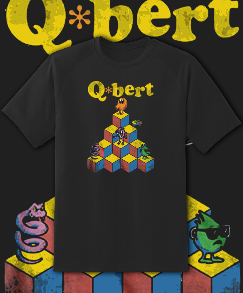 Q-Bert Q Bert Pyramid Video Game  T Shirt Youth M - Adult 6X