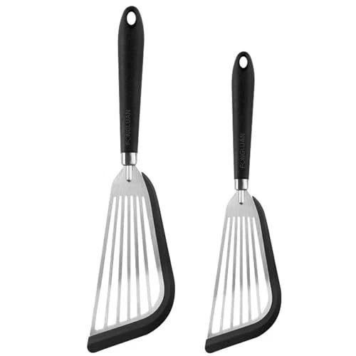 Stainless-Steel Slotted Flex Fish Turner, Set of 2, Kitchen Spatulas US