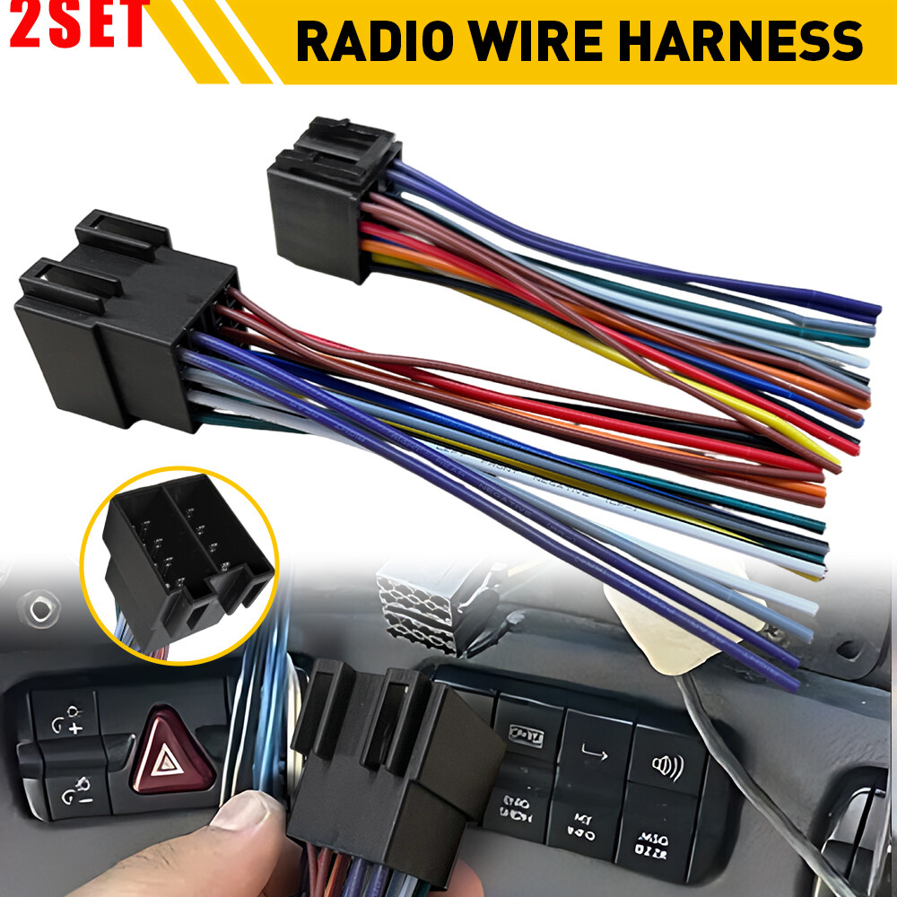 2Set 16 Pin Radio ISO Wire Harness Adapter For Peterbilt Freightliner Semi Truck