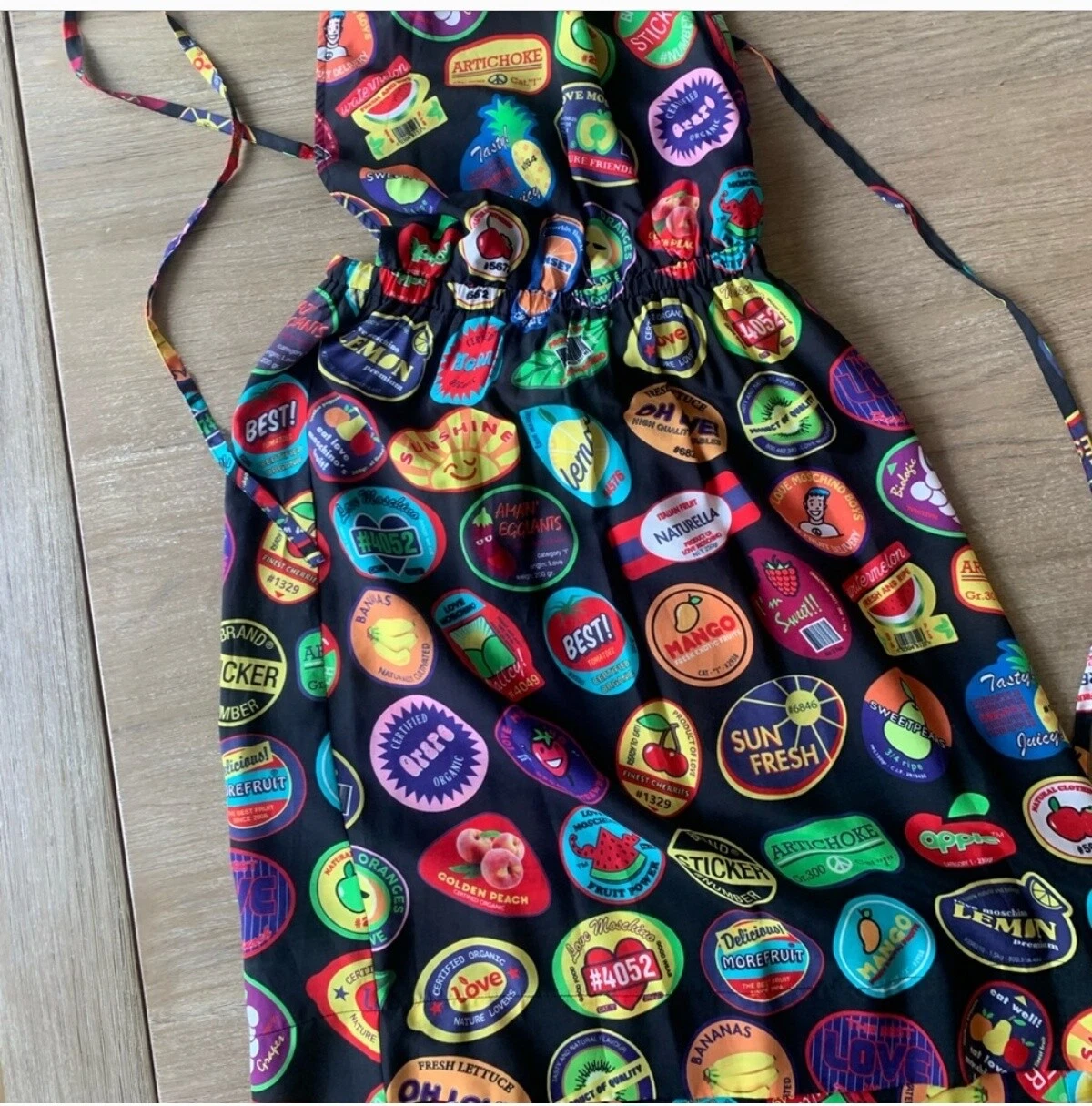 Abito posteriore cravatta Love Moschino supporto frutta misto seta nera 6