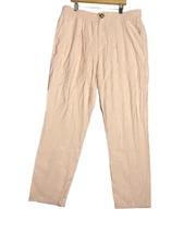 Elodie Womens Career Pleated Slacks Zip Fly Elastic Waistband Blush XL New