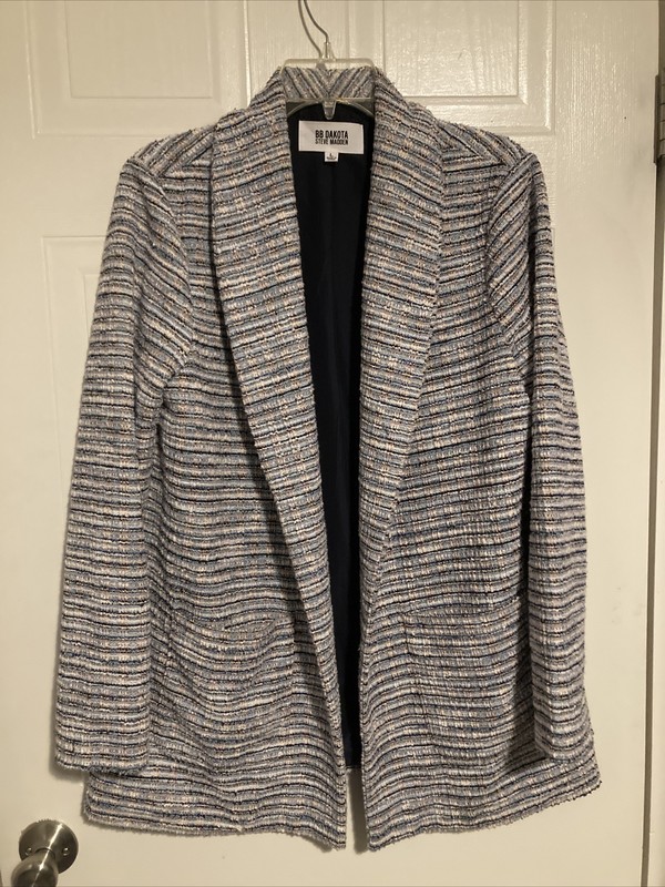 Steve Madden BB Dakota Blazer Womens Size L Open Jacket Lined Multicolor Knit