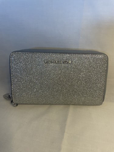 Michael Kors Silver Grey Glitter Wristlet Wallet