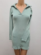 Nasty Gal Womens Size 6 Short Mini Dress , Pale Green, Ribbed, long Sleeve 