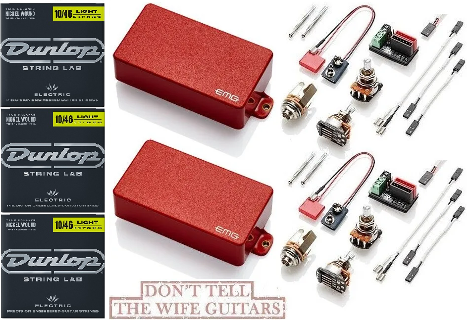 EMG 81 + 85 Red Active Humbucker Pickup Set Short Shaft Pots ( 3
