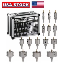 Vearter 15Pcs Tugsten Carbide Tipped Hole Saw Set, 5/8''- 3''TCT Drill Bit Kit