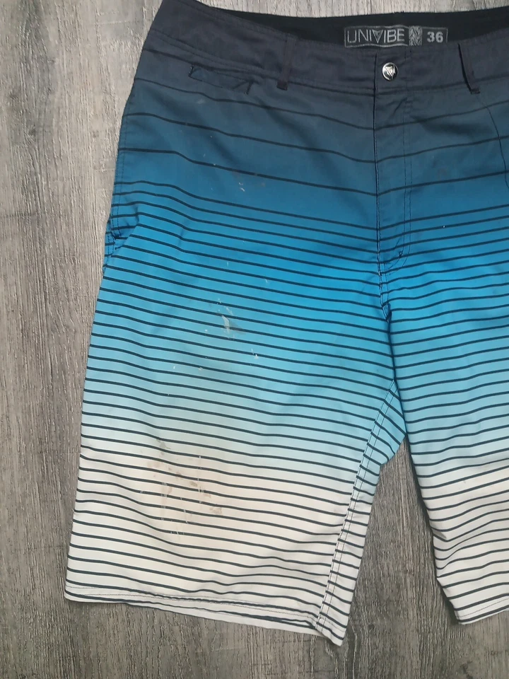 Univibe Shorts Mens 36 Blue White Striped Beach Outdoor Classic Comfort - Image 3 of 4