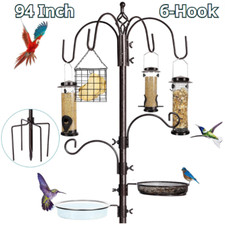 6-Hook Bird Feeding Station Kit Wild Bird Feeder Pole, Steel Multi-Feeder Kit...