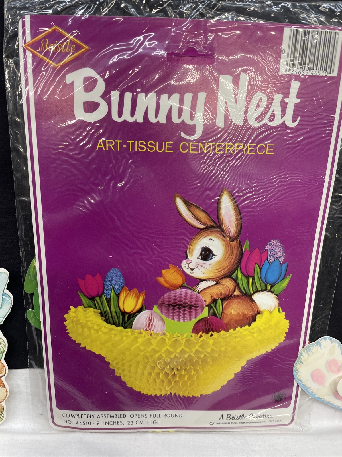 Vintage Easter Paper Decorations Lot Bristle Bunny Ducks