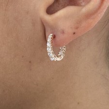 14K Rose Gold Hoop Earrings 0.9ct Round Labcreated Diamond F/VS1 GGL Appraised