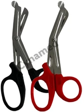 2 Premium  PARAMEDIC UTILITY BANDAGE TRAUMA EMT EMS SHEARS SCISSORS 5.5"-BLK RED