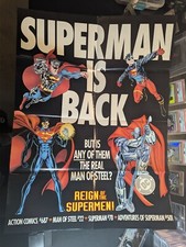 Vintage Superman Is Back Reign of the Supermen Promotional Poster 1993 DC 27x20