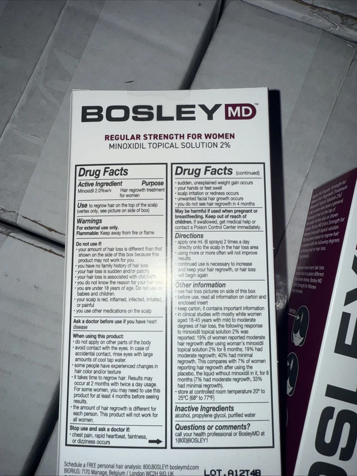 Bosley Md Hair Regrowth Treatment For Women. 2oz -  Pack of 3 Exp2024 - Image 2 of 3