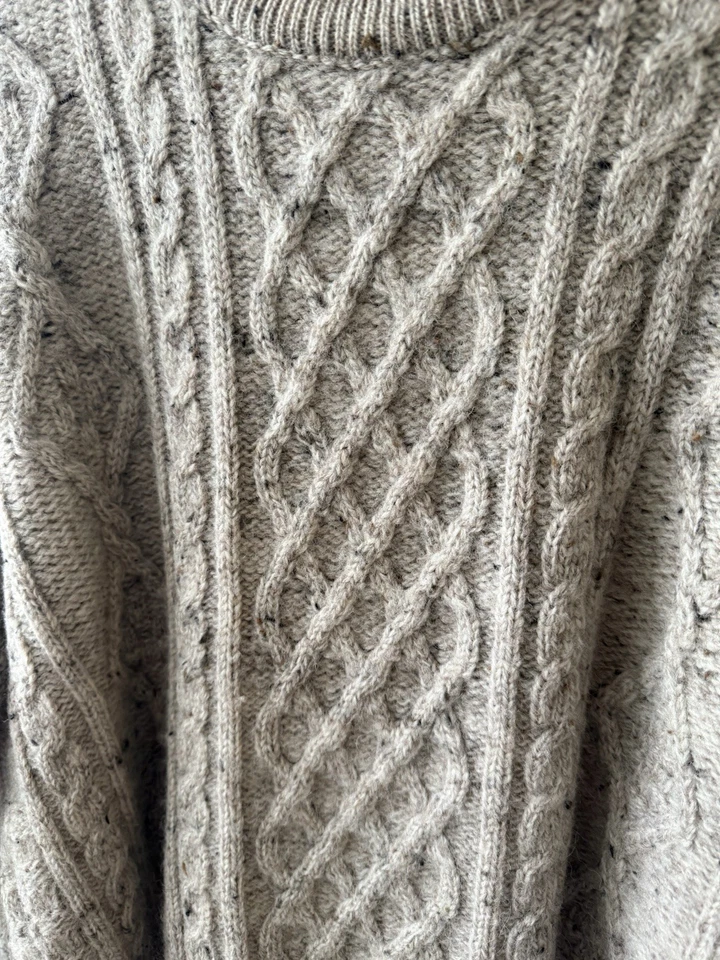 Suéter moteado tejido lana pescador Irlanda años 90 vintage gran tamaño cuadrado para hombre S Foto 3 de 4