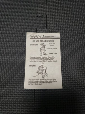 1987 Original Gi Joe Blueprint Action Pack Radar Station Instruction Hasbro ARAH