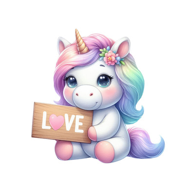 Vinili e adesivi per bambini unicorno dell'acquerello