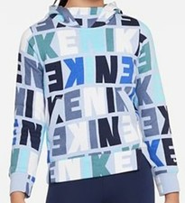 Nike NSW Fleece Pullover Kids Hoodie Logo Print Blue Large 14-16 Unisex New