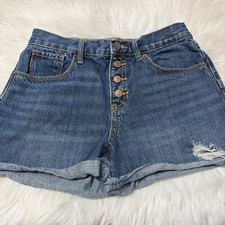 Old Navy Girls Button Close Denim Shorts 14 Adjustable Distressed