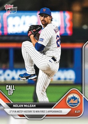 Nolan McLean Call Up RC 1st 3 Wins - 2025 MLB Topps NOW - Card 616 