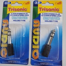 2 Pack 6.3mm Stereo Plug to 3.5mm Stereo Jack Adapter Molded
