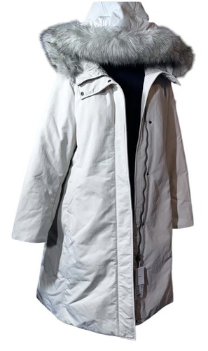 Uniqlo Ultra Warm Hybrid Daunen Long Mantel Damen XL Natur Beige/Weiß Neu mit Etikett - Bild 1 von 13
