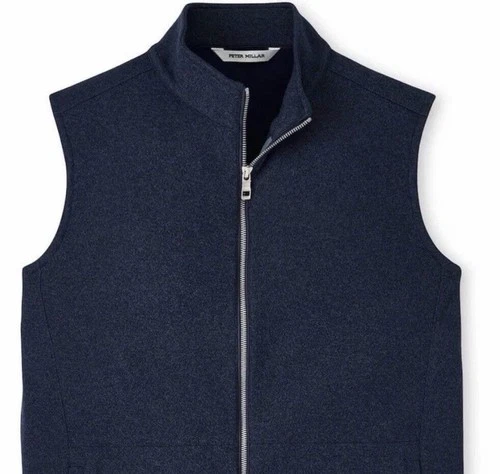 Peter Millar Navy Blue Crown Sweater Fleece Vest MS25K61 Full-Zip NWT XL - product listing photo