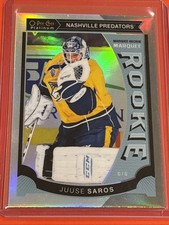 2015-16 O-Pee-Chee Platinum Juuse Saros RC Marquee Rookie Rainbow Card #M27. rookie card picture