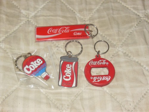 Lot 4 Coca Cola Soda Coke Keyrings Key Chains Advertisement