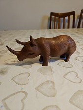 Hand-Carved Wooden Rhinoceros Figurine Ornament 180 CM
