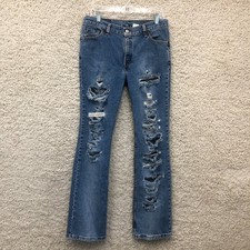 VINTAGE Levis 517 Jeans 11 Womens Junior Blue Slim Boot Cut Distressed 90s USA