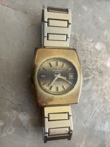 Authentic Wittnauer Geneve Automatic Men’s Gold Plated Watch Tiger’s Eye Dial Swiss AS-IS