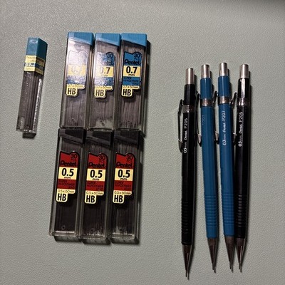 PENTEL Mechanical Pencil (0.7 mm Blue, 0.5mm Black) Extra Lead  Refills
