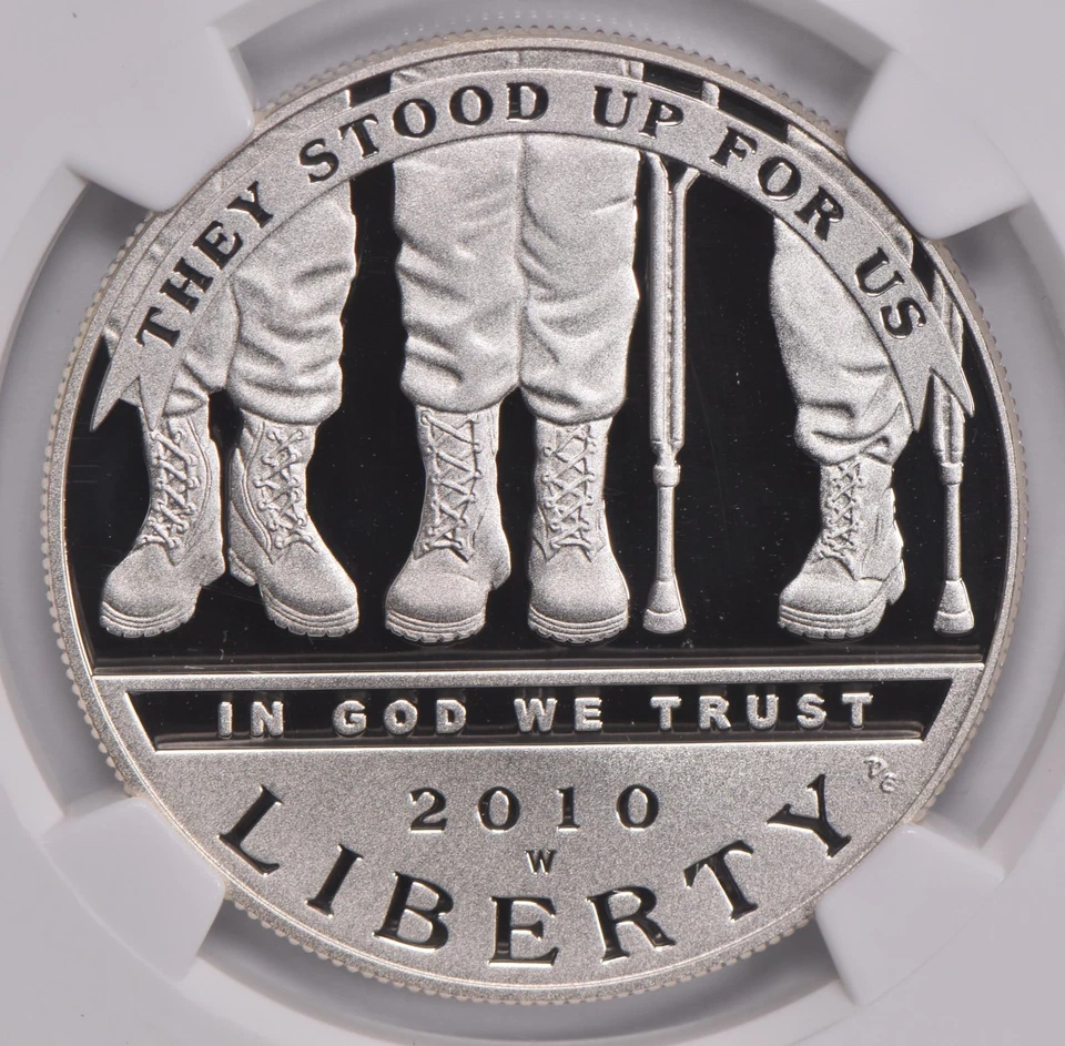 PF70 2010-W UCAM Disabled Veterans Commem. Silver Dollar $1 NGC Brown Lbl *6690 - Image 3 of 4