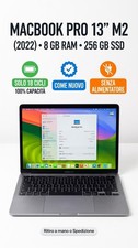 Apple MacBook Pro 13,3" (2022) Apple M2 8GB RAM 256GB SSD Grigio - Batteria 100%