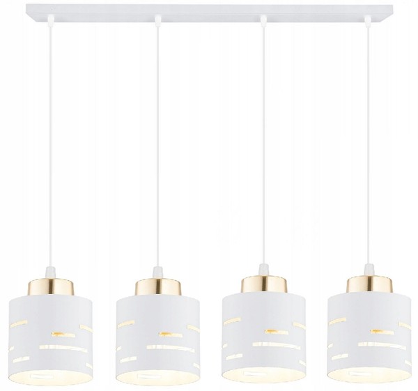 Pendelleuchte Esstisch 4-Flammig Weiß Gold E27 L:60 Cm HäNgelampe Esszimmer-image