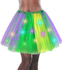 Women'S LED Tutu Skirt Light up Tutus Layered Tulle Ballet Skirt Sparkly Sequin