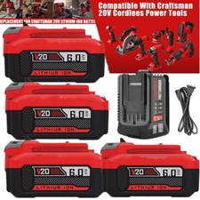 2PACK 20Volt For Craftsman V20 6.0Ah Li-ion Battery CMCB204 CMCB202 /Charger