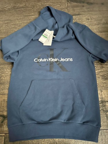 Sudadera con capucha azul Calvin Klein para niño nueva con etiquetas talla 14-16 - Imagen 2 de 4