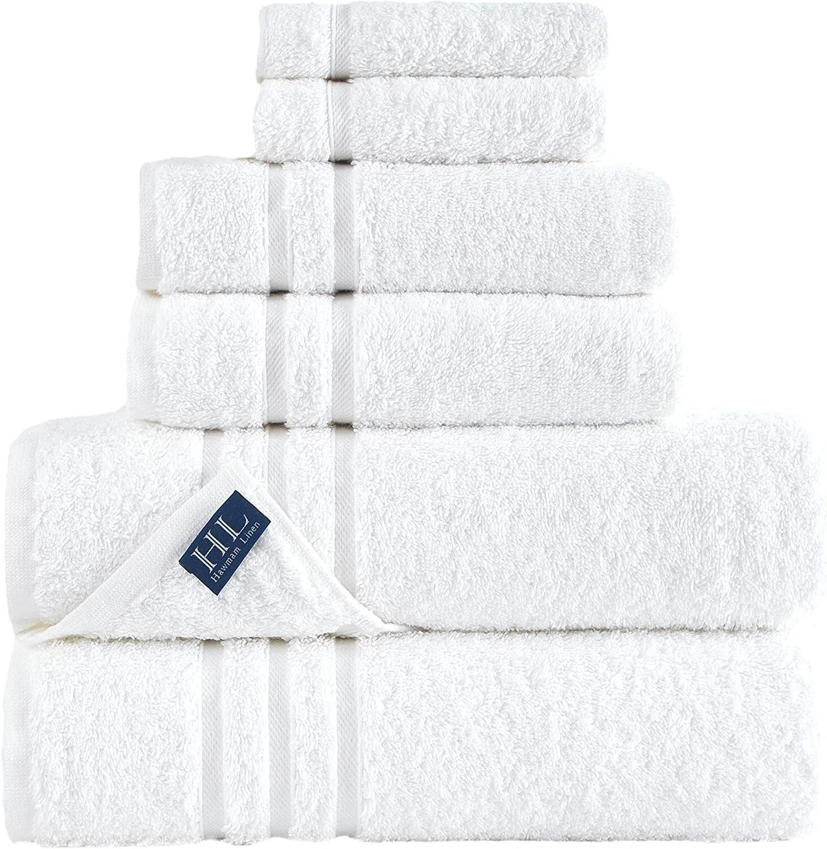 Hammam Linen White Bath Towels Set 6 Piece Original Turkish Cotton