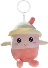 Cartoon Boba Keychain Plush Bubble Tea Keychain Accessories Milk Tea Cup Pink 