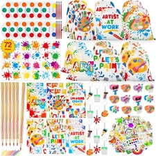 144 Pcs Art Paint Party Favors Supplies - Mini Paint Sets, Paint Splash Tattoo S