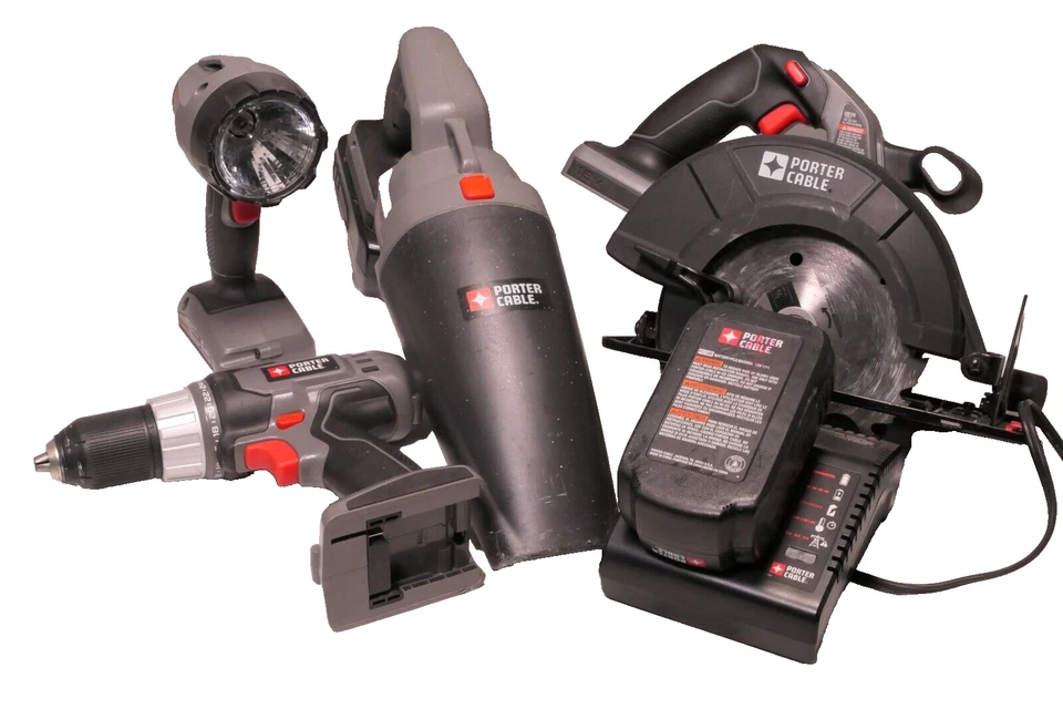Porter Cable 18V 5- Piece Cordless Tool Set w/ 2 batteries, 1 charger, Case/Bag Foto 2 de 4