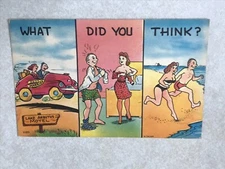 C1580 Postcard Comic What did you think couple on honeymoon