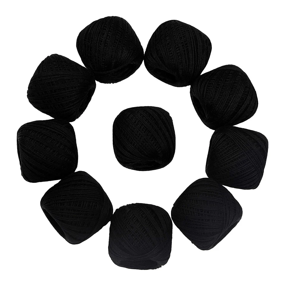 Cotton Thread Crochet Standard Yarn for Knitting Craft 20gm Ball Black - Image 3 of 4