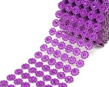 10YD Purple Diamond Bling Mesh Rhinestone Ribbon Wrap Wedding Decoration 4"