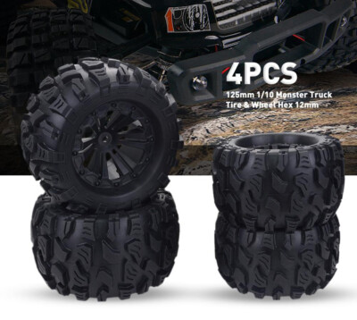 4PCS Wheels Tires for 1/10 Monster Truck HPI HSP Savage XS TM Flux Racing LRP