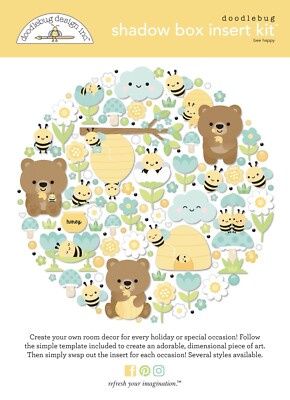 Doodlebug Design Shadow Box Insert Kit - Bee Happy